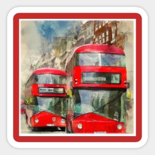 Double Decker Bus Watercolor Sticker